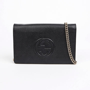 Gucci GG Soho Leather Chain Crossbody Bag Black 157120671