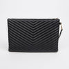 SAINT LAURENT Kassandra Matelassé Quilted Leder Dokumentenhalter Schwarz mit goldenen Akzenten 157300073 [P]