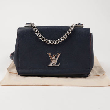 LOUIS VUITTON レザー ロックミ2 トート ショルダーバッグ ネイビー 157120641