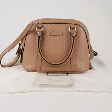 Gucci Microshima Leather Mini Dome Top Handle Shoulder Bag Beige 157201982