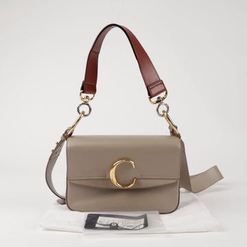 CHLOE レザー Cダブル キャリー トートバッグ グレー 157315119