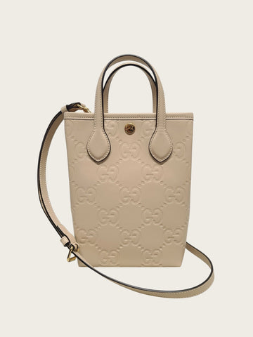 Gucci Beige Leather Jumbo GG Mini Tote Crossbody Bag 157389757