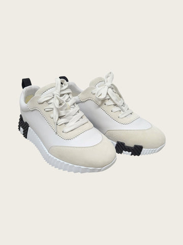 Hermes White Black H Logo Leather Bouncing Sneakers 157390141