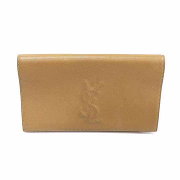 Saint Laurent Beige Leather Beldujour Monogram Clutch 361120 157392700