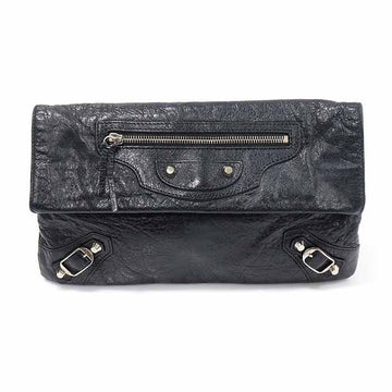 BALENCIAGA 439768 Klappe aus schwarzem Lammleder mit silbernem Finish 157392715