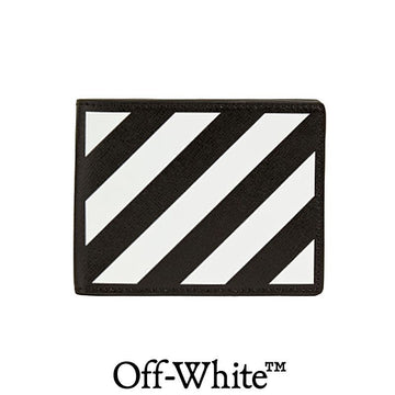 Off White Diagonal Stripe Print Leather Wallet 157393771