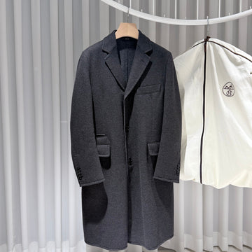 HERMES バージンウールコットンコートジャケット グレー 50 157399005 [P]