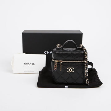CHANEL Mini Vanity Chain Tasche Caviar Schwarz mit goldfarbener Hardware 157119055
