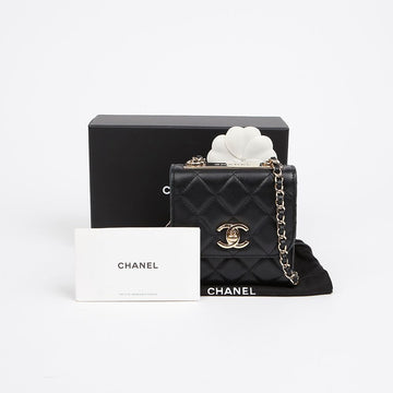 CHANEL Trendy Mini Rindsleder Schultertasche Schwarz mit Goldbeschlägen 157222196