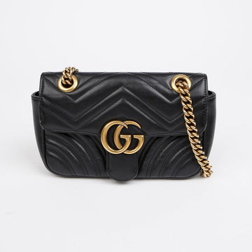GUCCI マーモント ミニ レザー ショルダーバッグ ブラック 157226532