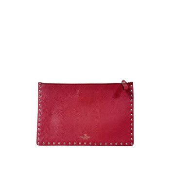 VALENTINO Garaivan Rockstud Leder Clutch Tasche Rot Medium 2P0269 157403439