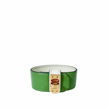 Hermes Kelly Twist Small Leather Bracelet in Gold Green T2 157403460