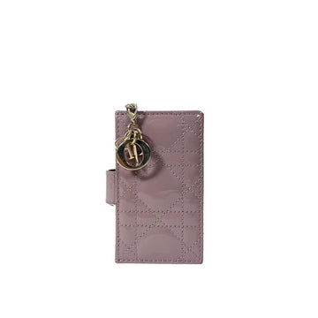 Dior Lady Cannage Patent Accordion 5-Pocket Card Wallet Peony Pink 157403468