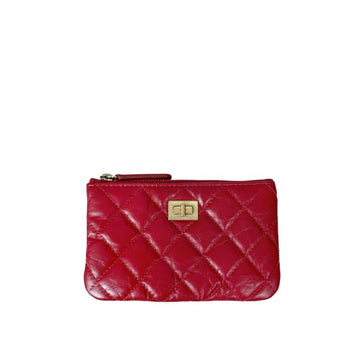 CHANEL 2.55 カーフスキン レザー ミニ クラシック ポーチ レッド ゴールド A82724 157403478
