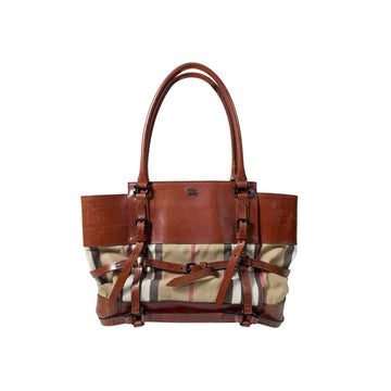 Burberry Prosum Check Leather House Satchel Tote Bag Shoulder Bag Brown 3337871 157403484