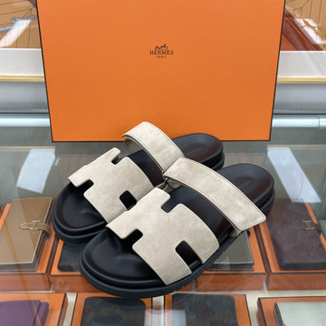 HERMES シフレ サンダル スリッパ スウェード ベージュ H222856 157403638