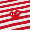 COMME DES GARCONS T164 051 Rot Weiß SS26 Unisex Herz Streifen T-Shirt 157406075 [P]