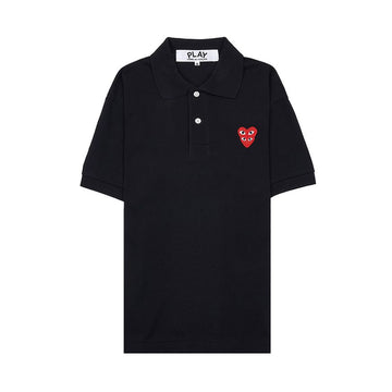 COMME DES GARCONS T290 051 ブラック SS26 ユニセックス ダブルハート ワッペン ポロシャツ 157406079