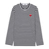 COMME DES GARCONS T164 051 ブラック ホワイト SS26 レッドハート ストライプ Tシャツ 157406095 [P]