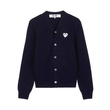COMME DES GARCONS N062 051 NAVY Unisex Weiß Herz Strickjacke 157406102
