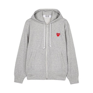 Comme Des Garcons Hooded Zip-Up with Red Heart Patch 157406100