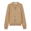 Comme Des Garcons N066 051 CAMEL Unisex White Heart Patch Cardigan 157406115 [P]