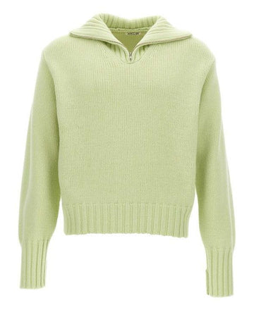 AURALEE Woll Soft Code Strick Halbzip Pullover Licht Lime A24AP02FL 151054031