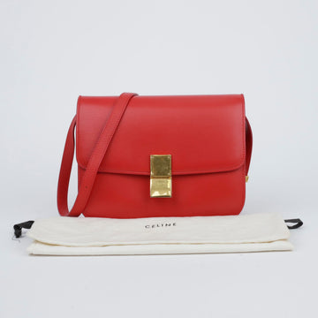 CELINE Midium Leder klassische Box Schultertasche Rot 157290623