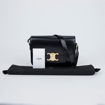 Celine Triop Medium Shiny Calfskin Crossbody Bag Black 157298681