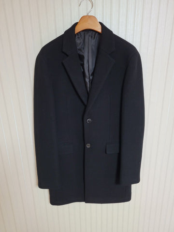 SYSTEM Herren Schwarz Woll Einreiher Mantel 100 157408046