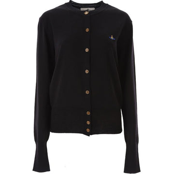 Vivienne Westwood Embroidered Wool Cardigan Black 68626911