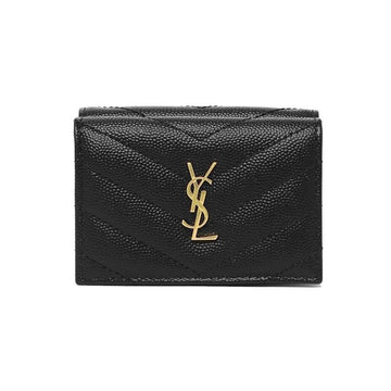 SAINT LAURENT Mini-Geldbörse mit goldfarbenem Logo Schwarz 668274 BOWA1 1000 46529690