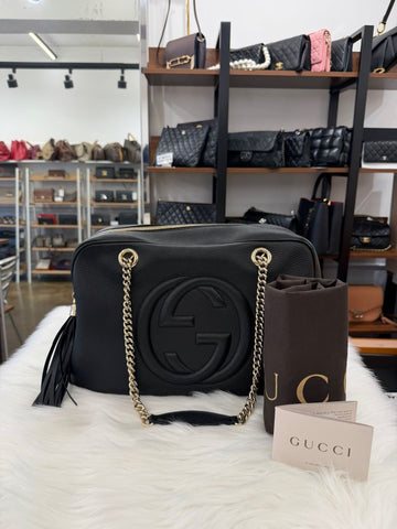 GUCCI Soho Ketten-Schultertasche Schwarz (353126) 157409405