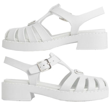 PRADA Dreieck-Logo-Schnalle Sandalen Bianco F0009 1X857M 3LKK 46155592