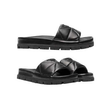 PRADA Logo Plakette Quilt Sandalen Schwarz 1XX613 038 F0002 46155569