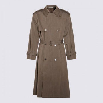 AURALEE Woll-Twill-Laminat-Trenchcoat in OLIVE BROWN 152201959