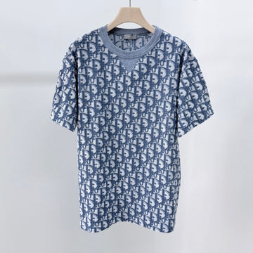 DIOR オブリークコットン半袖Tシャツ ブルー 157412338