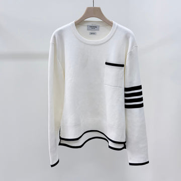 THOM BROWNE Milano Stitch Strickpullover Weiß 157414223