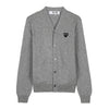Comme Des Garcons N024 051 LIGHT GREY Unisex Black Heart Patch Cardigan 157406114 [P]