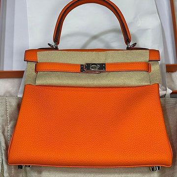 Hermes Kelly Bag 25 Epsom Orange Silver 2024 Stamp (New) 157391151 [P]