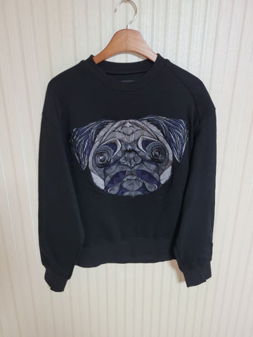 JUUN.J Schwarzes Pug Stickerei Sweatshirt 157456450