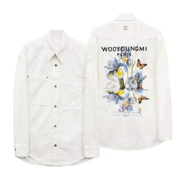 WOOYOUNGMI Blumen-Logo Denim-Hemd ivory 157479280