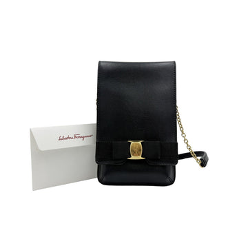 SALVATORE FERRAGAMO リボンフォンケースクロスバッグブラック 157481596