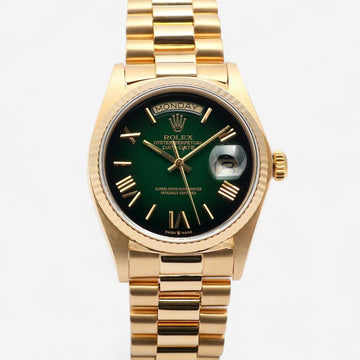 ROLEX デイデイト 36 グリーンオムブレダイヤル カスタム 18038 メンズ ゴールドウォッチ 1987年製 157506124