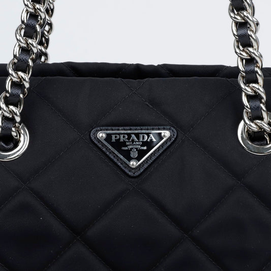 PRADA Schwarze Tessuto Stepp-Chain-Tote Tasche 157005416