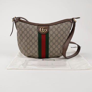 Gucci Ophidia GG Supreme Canvas Hobo Shoulder Bag Brown 156516141