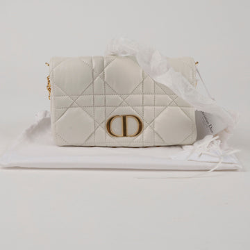 DIOR Karo Macro Cannage Mini Schulter Crossbody Bag Weiß Gold 156714584