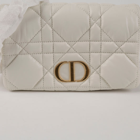 DIOR Karo Macro Cannage Mini Schulter Crossbody Bag Weiß Gold 156714584