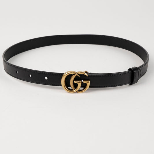 GUCCI GG Schnallenledergürtel Schwarz Antikes Messing 156720122