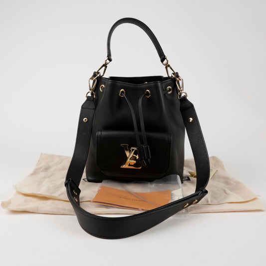 LOUIS VUITTON Bucket Leder Tote Schultertasche Schwarz 156797699